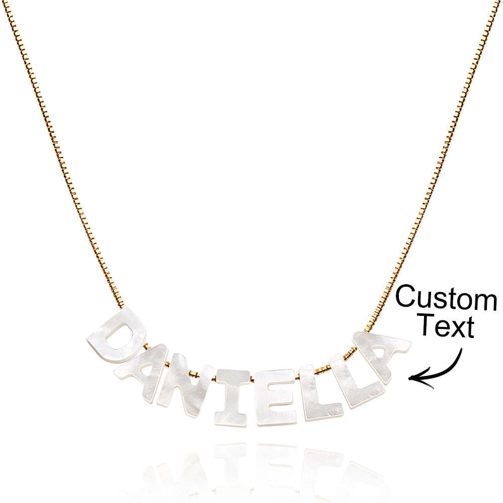 Mother of Pearl Name Necklace Custom Name Silver Necklace - yournamenecklaceau