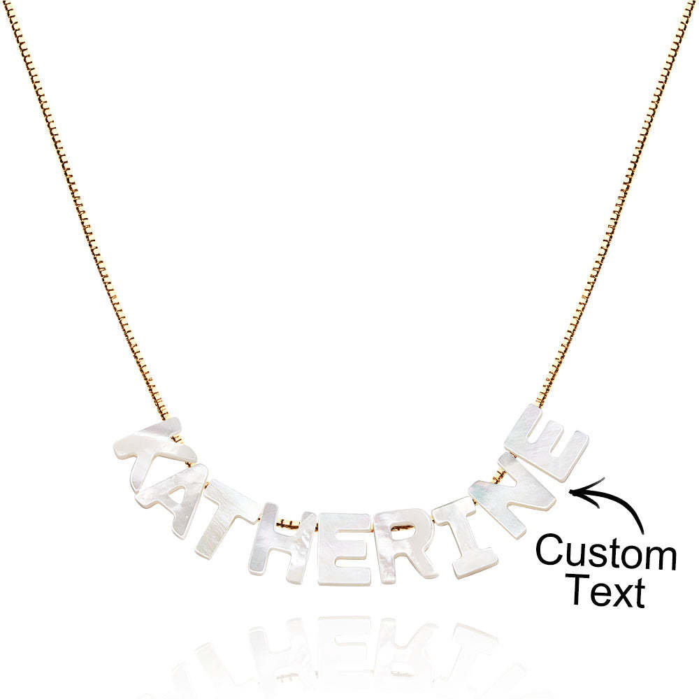 Mother of Pearl Name Necklace Custom Name Silver Necklace - yournamenecklaceau
