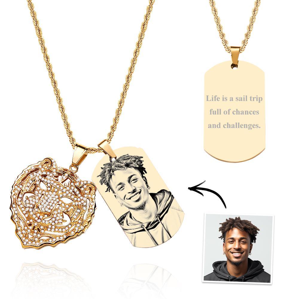 Custom Photo Tiger Hip Hop Necklace Personalized Engraved Trendy Pendant Jewelry For Him - yournamenecklaceau