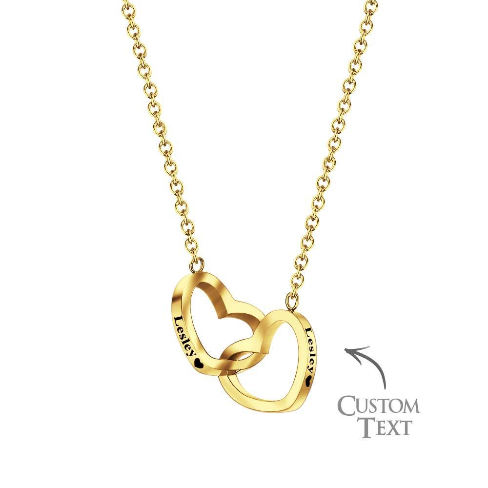 Custom Engraved Necklace Two Hearts Personalized Names Gift for Couples - yournamenecklaceau