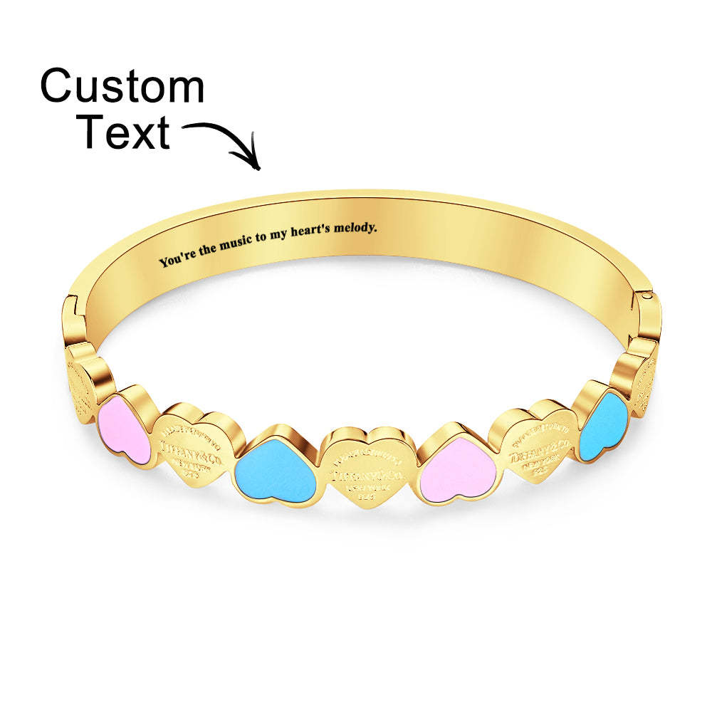 Engravable Peach Heart Bracelet Sweet Cute Colorful Bracelet Jewelry Gift For Her - yournamenecklaceau