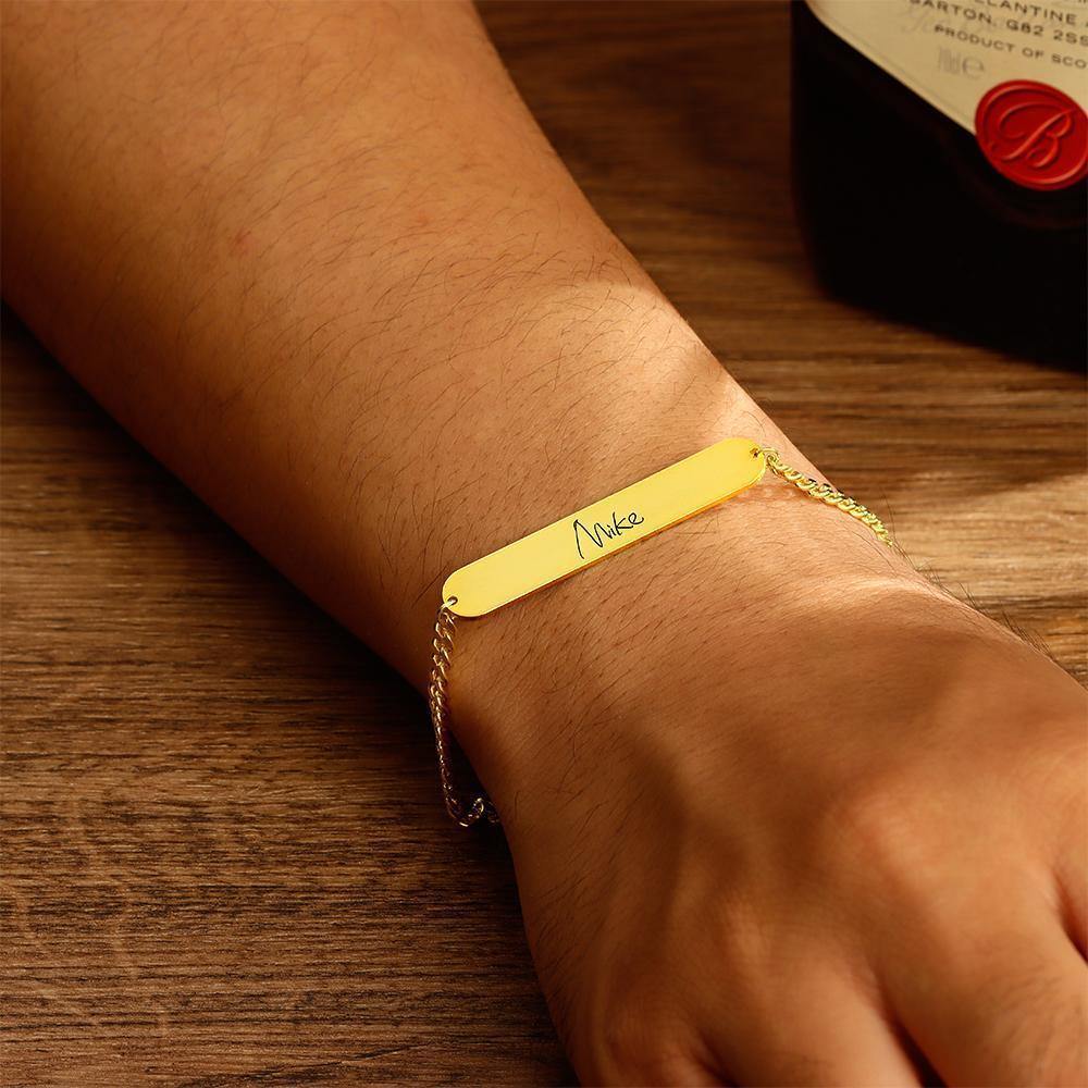 Men's Bracelet Old English Name Bracelet Custom Gift 14k Gold Plated