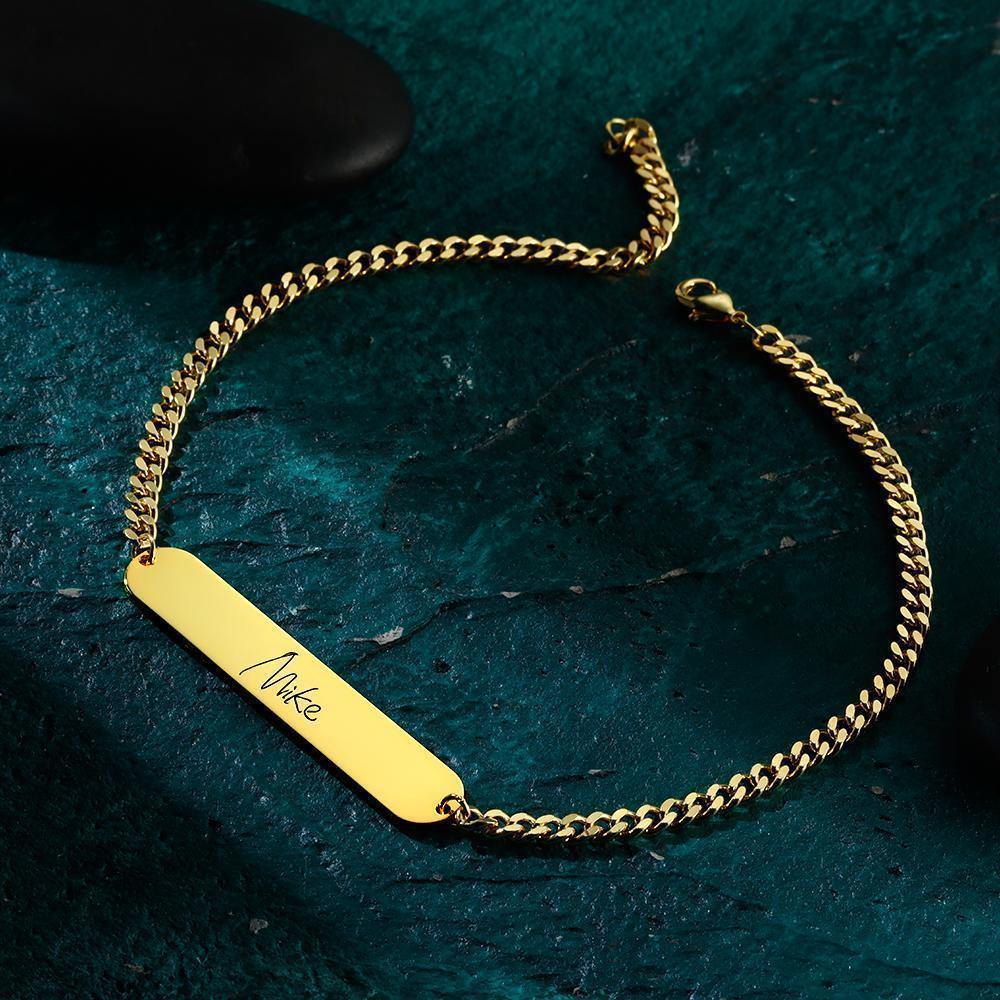 Men's Bracelet Old English Name Bracelet Custom Gift 14k Gold Plated
