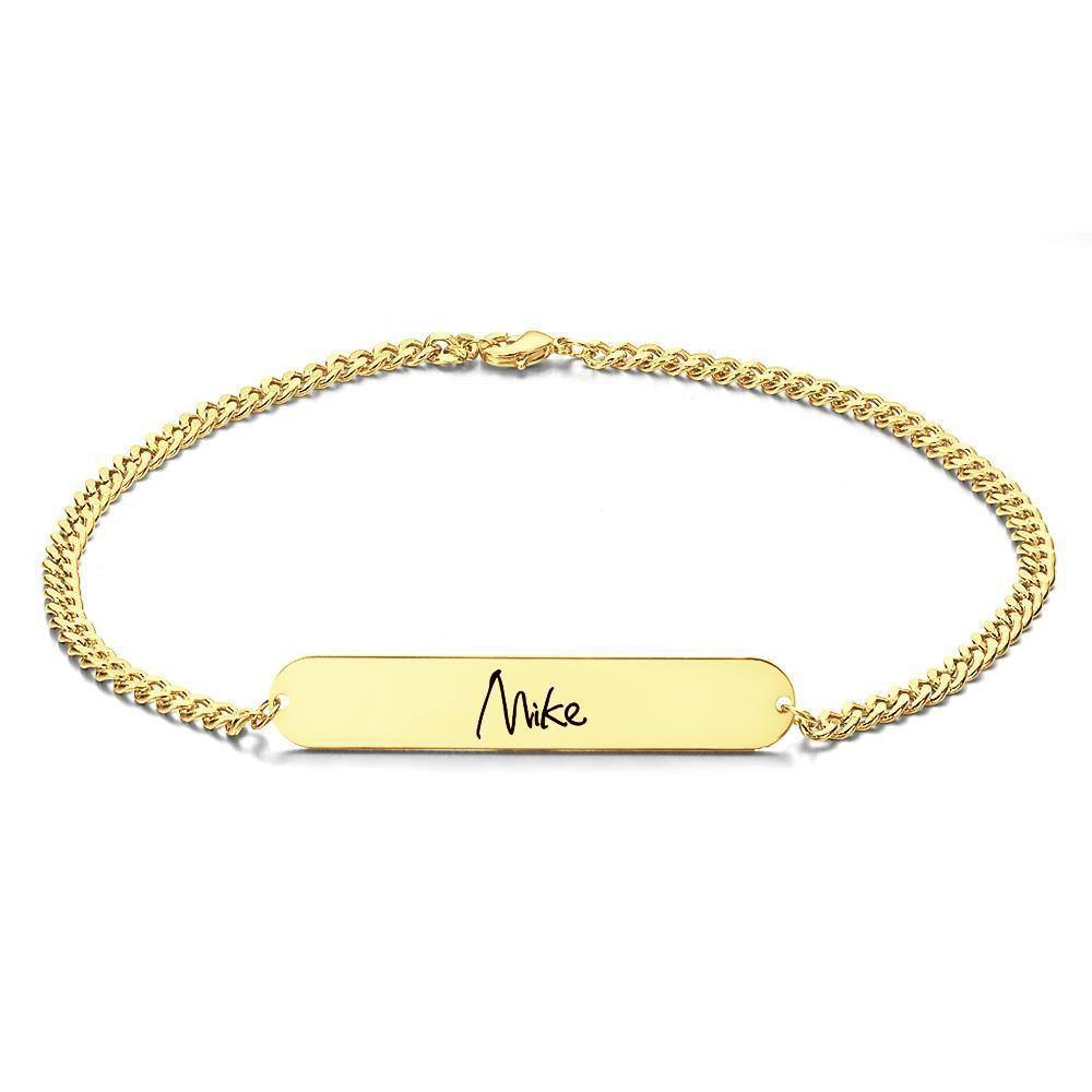 Men's Bracelet Old English Name Bracelet Custom Gift 14k Gold Plated