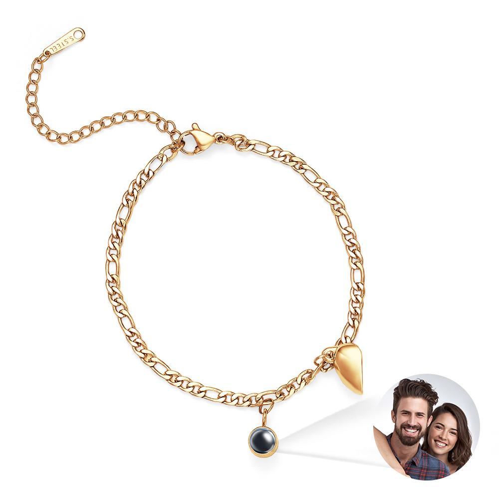 Custom Projection Bracelet Couple Magnetic Heart Gift for Couple - yournamenecklaceau