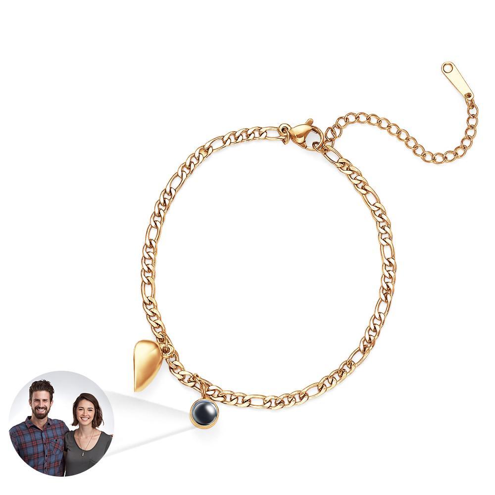 Custom Projection Bracelet Couple Magnetic Heart Gift for Couple - yournamenecklaceau