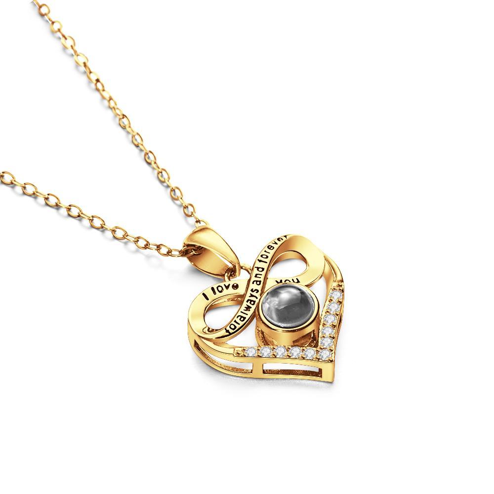 Custom Infinite Photo Projection Necklace Memorial Gift for Mom Infinity Love Necklace Personalized Picture Inside Jewelry - yournamenecklaceau