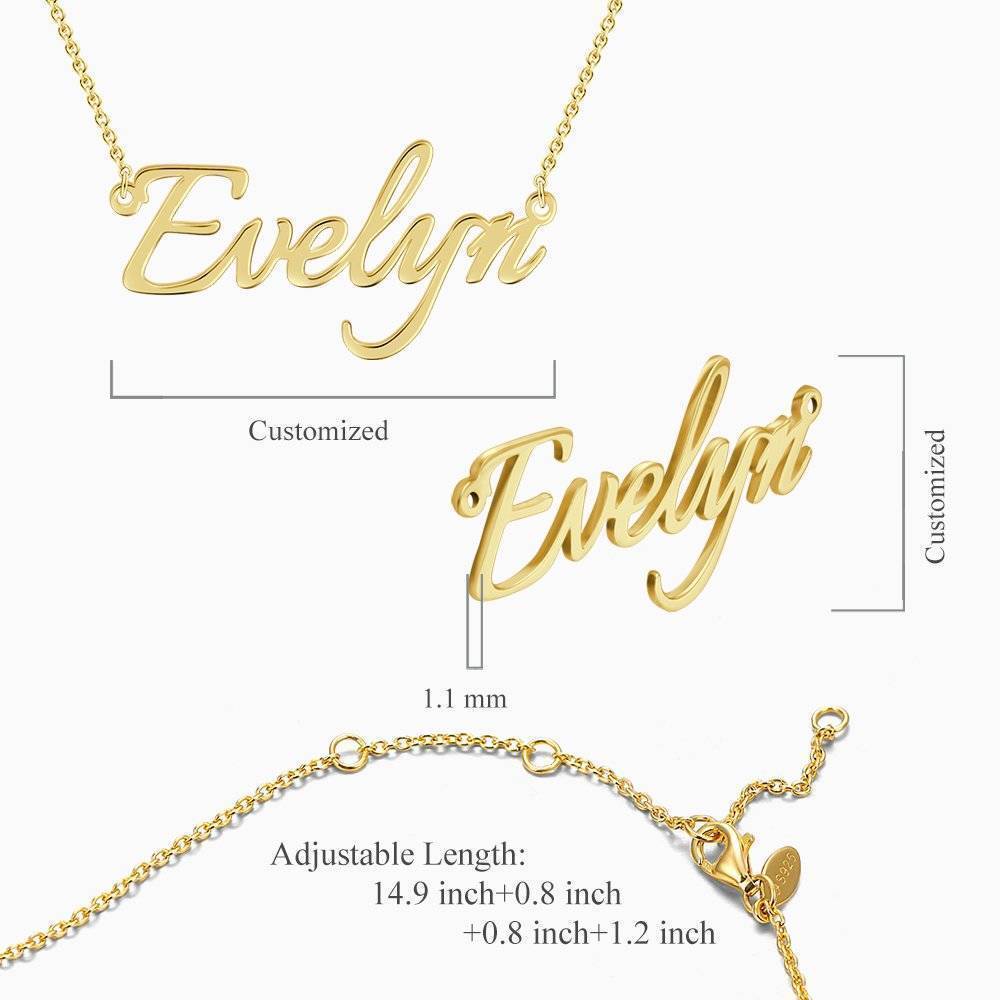 Personalized Name Necklace 14k Gold Plated Silver