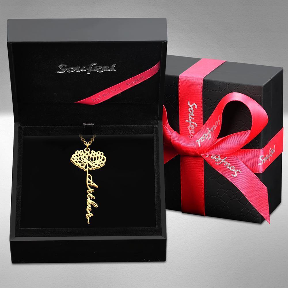 Custom Engraved Necklace Rose Shape Memorial Gift-Gold - yournamenecklace