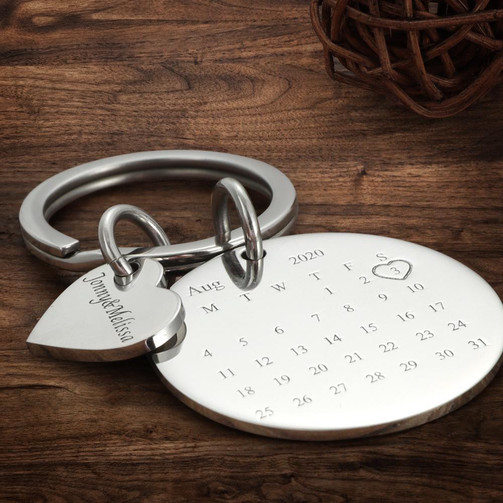 Personalized Calendar Key-chain Significant Date Marker Gift for Couples Christmas Gift - yournamenecklaceau