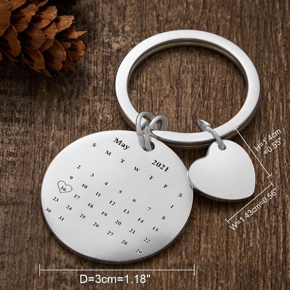 Personalized Calendar Keychain Significant Date Marker Gifts for Couples