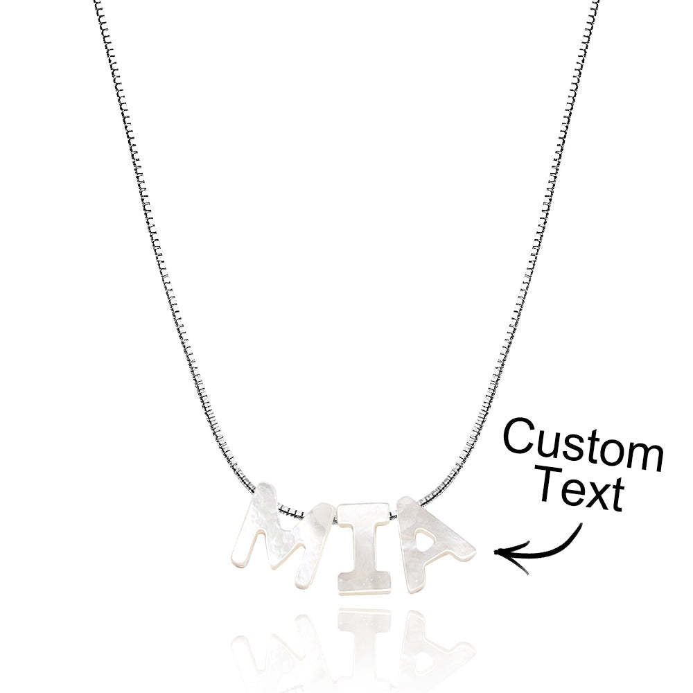 Mother of Pearl Name Necklace Custom Name Silver Necklace - yournamenecklaceau