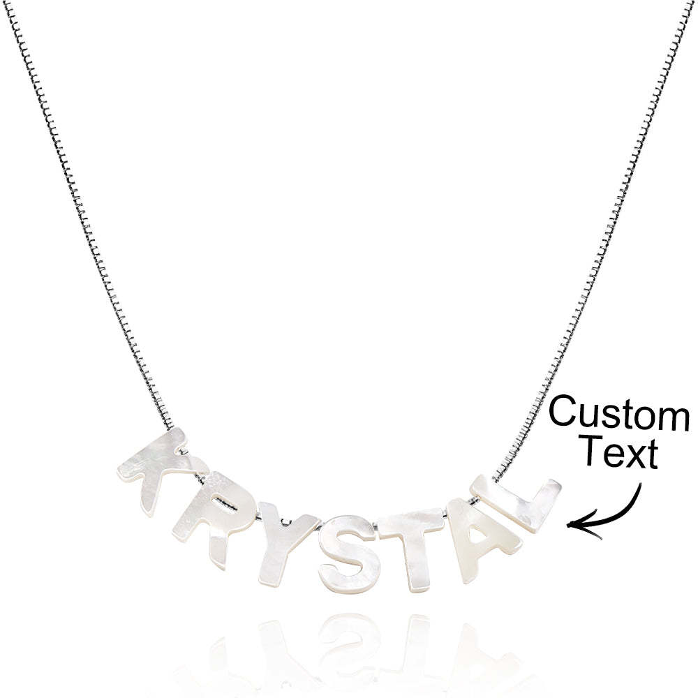 Mother of Pearl Name Necklace Custom Name Silver Necklace - yournamenecklaceau