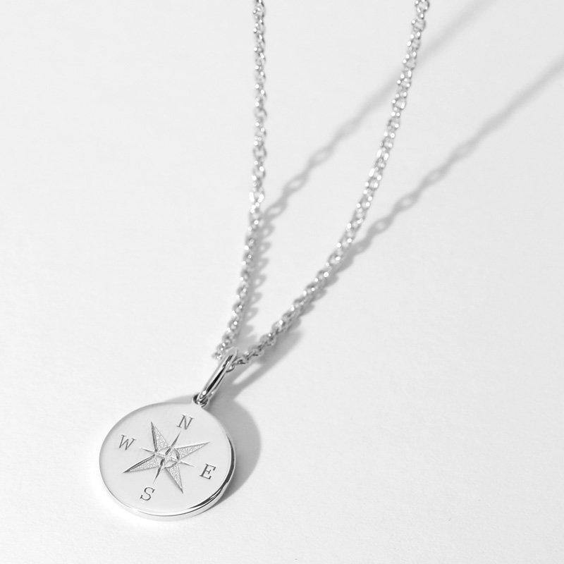 Engraved Compass Bar Necklace Silver - yournamenecklace