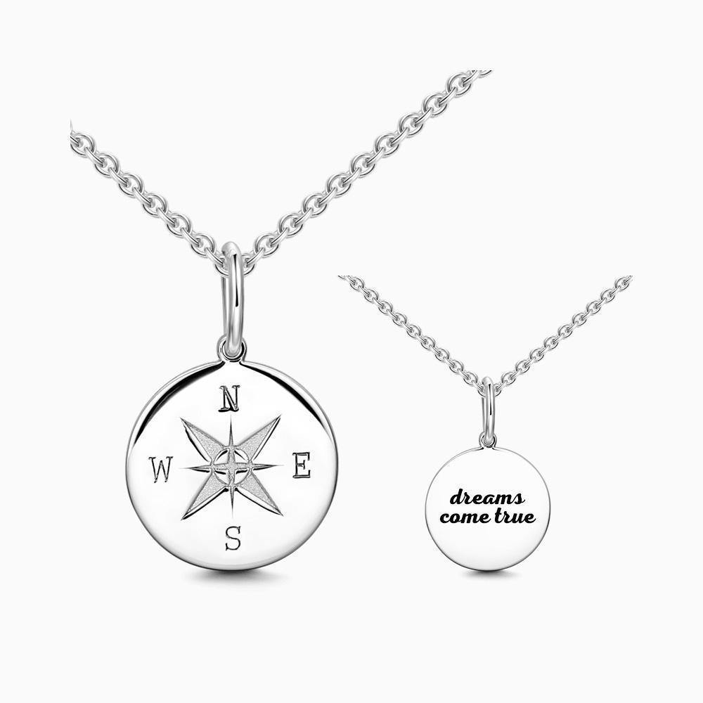 Engraved Compass Bar Necklace Silver - yournamenecklace