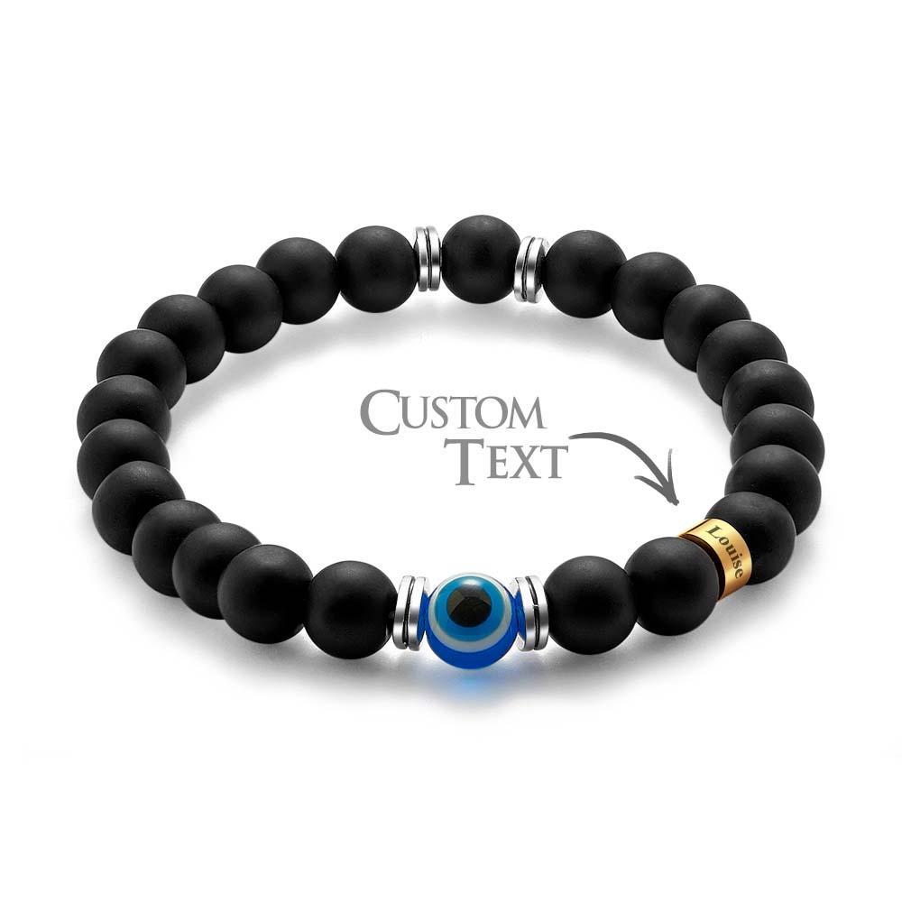 Personalized Engraved Name Beaded Bracelet Evil Eye Men's Amulet Bracelet - yournamenecklaceau