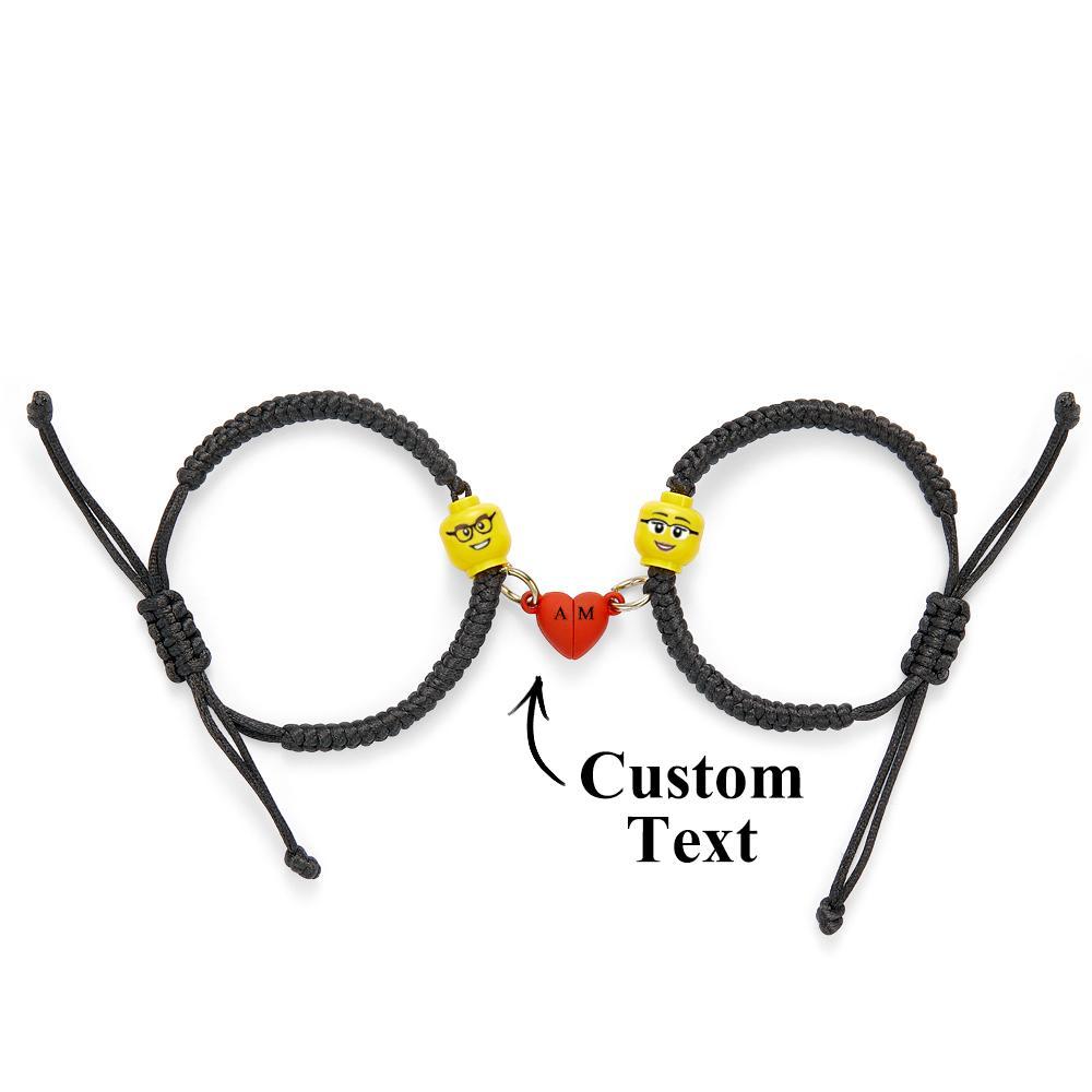 Custom Minifig Facial Expression Couple Bracelet Valentine's Gifts - yournamenecklaceau