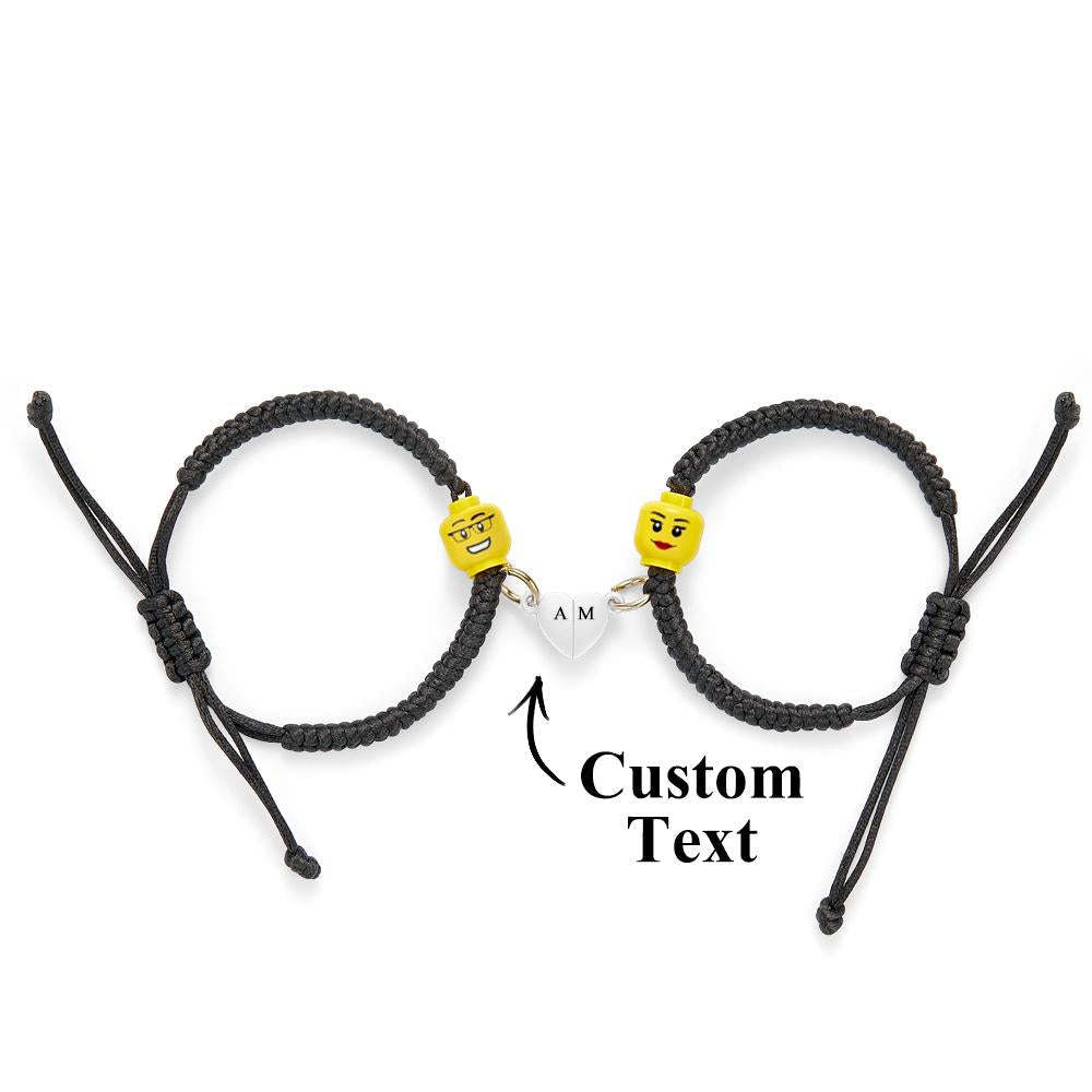 Custom Minifig Facial Expression Couple Bracelet Valentine's Gifts - yournamenecklaceau