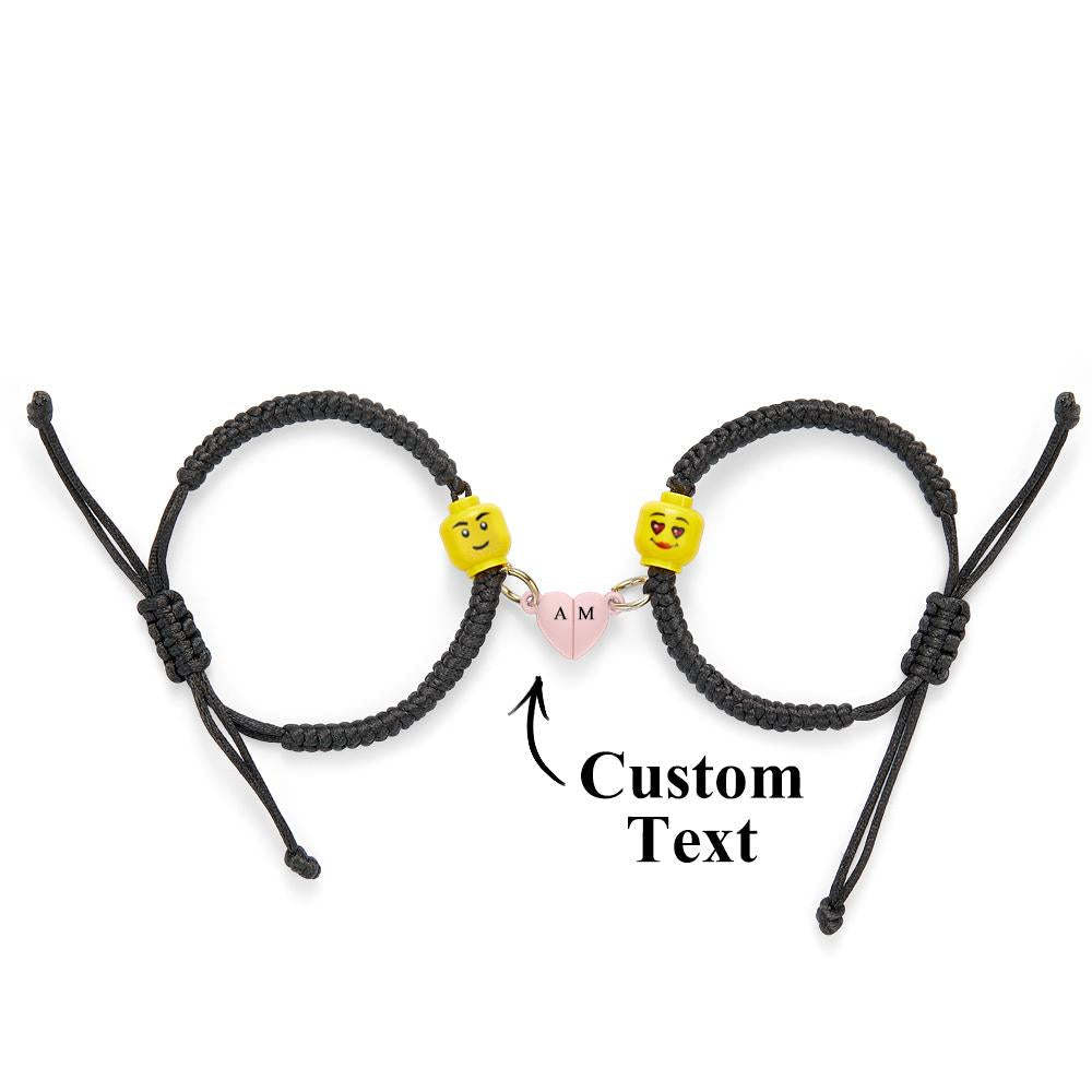 Custom Minifig Facial Expression Couple Bracelet Valentine's Gifts - yournamenecklaceau