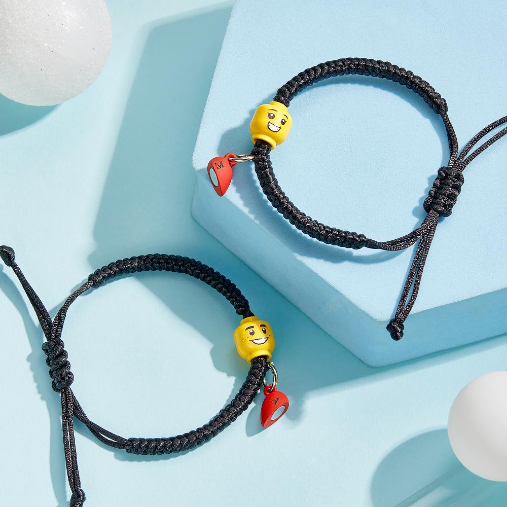 Custom Minifig Facial Expression Couple Bracelet Valentine's Gifts - yournamenecklaceau