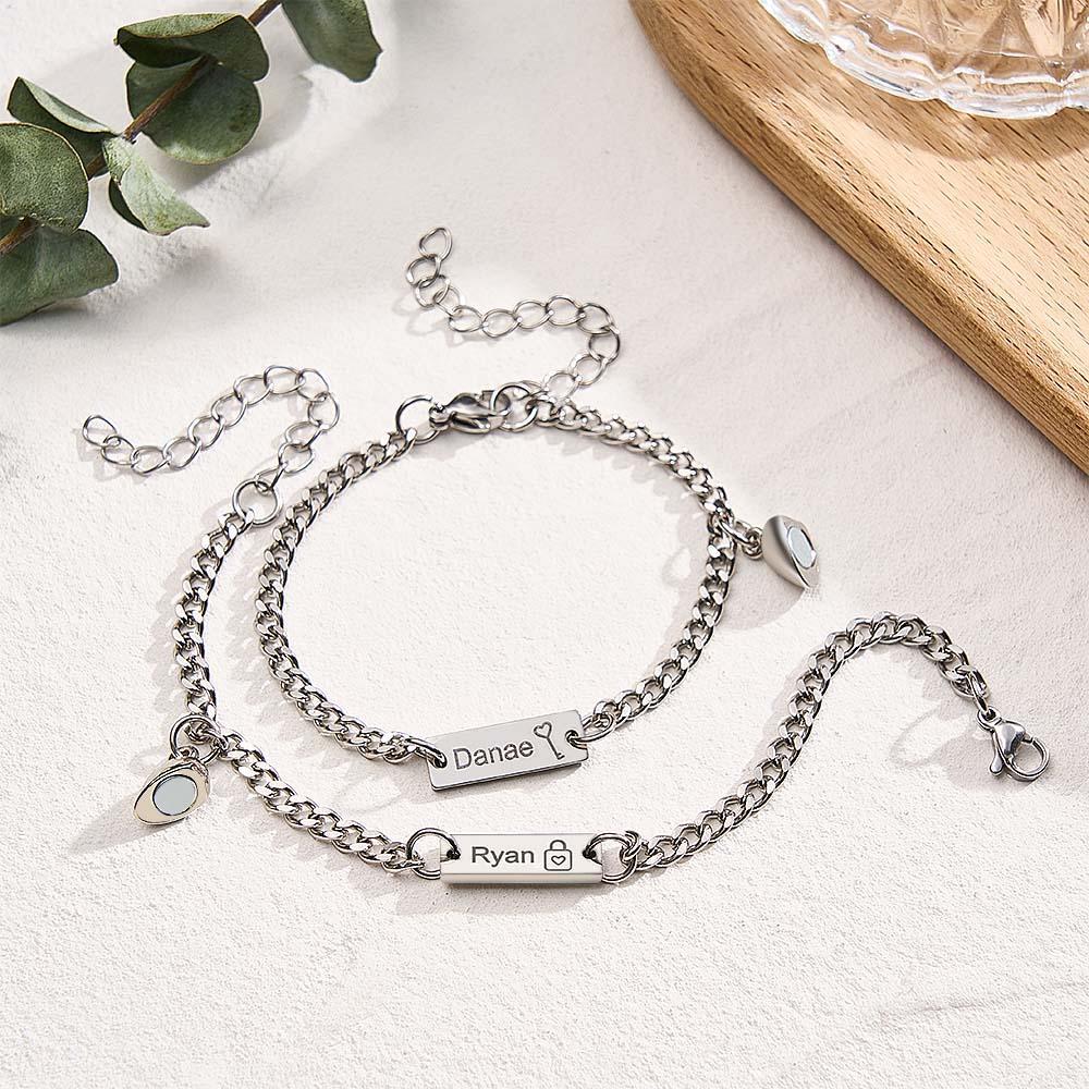 Personalized Matching Bracelets for Couples Custom Couples Bracelets for bf and gf Valentine's Day Christmas Birthday - yournamenecklaceau