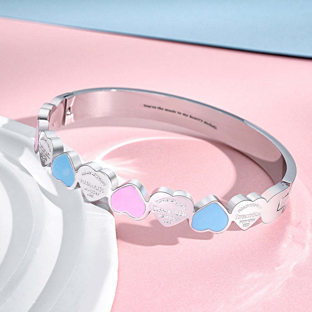 Engravable Peach Heart Bracelet Sweet Cute Colorful Bracelet Jewelry Gift For Her - yournamenecklaceau