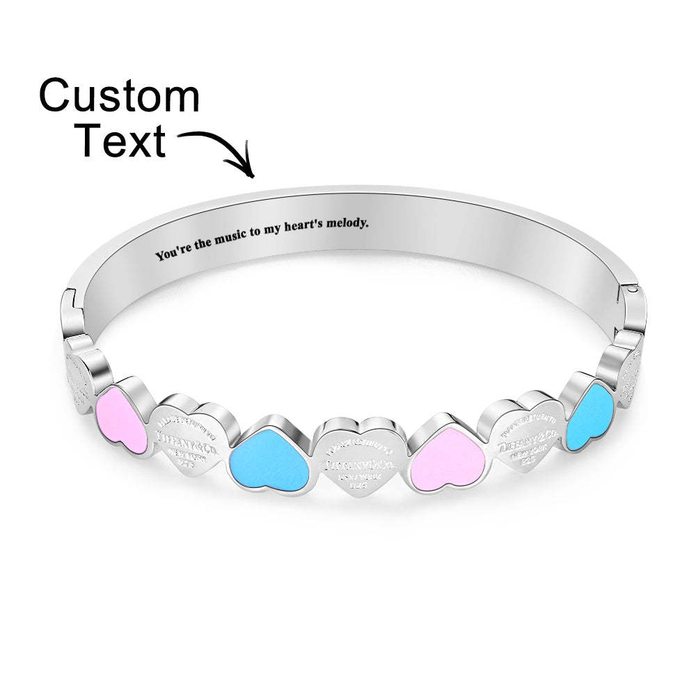 Engravable Peach Heart Bracelet Sweet Cute Colorful Bracelet Jewelry Gift For Her - yournamenecklaceau
