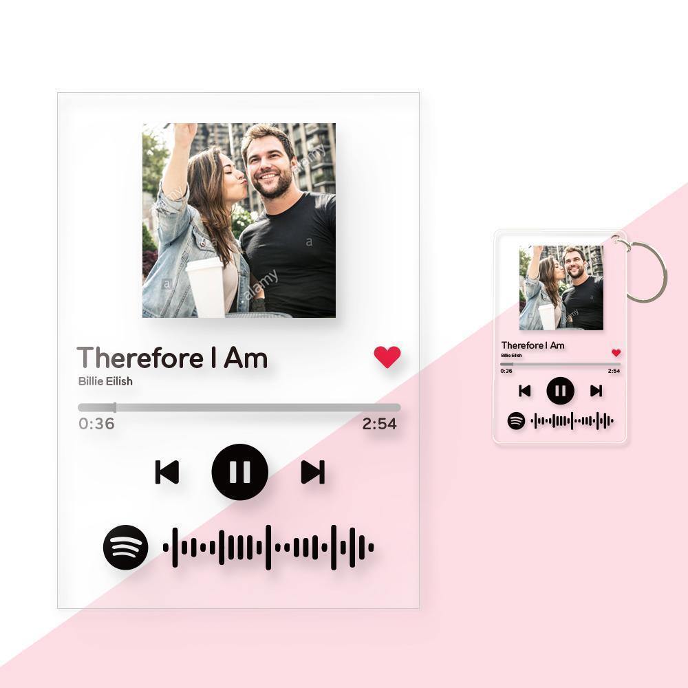 Scannable Spotify Code Music Plaque & A Same Custom Spotify Code Keychain Surprise Gift for Your Lover us
