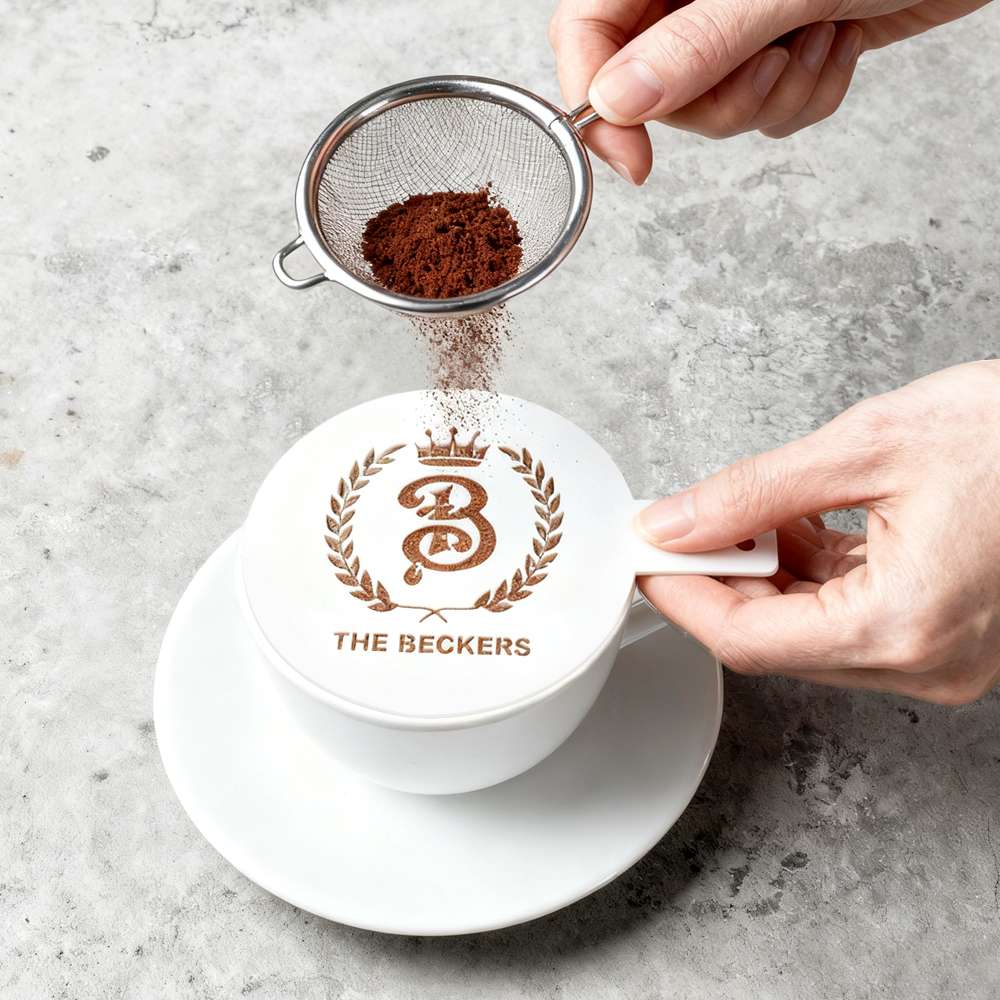 Personalized Acrylic Mirror Laser Cut Cocktail Coffee Stencil, Custom Laser Cut Business Logo Brand Bakery Shop, Barista Coffee Stencil - NameNecklaceAU