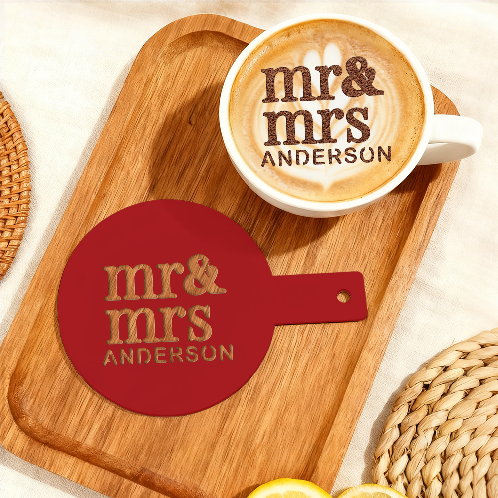 Personalized Acrylic Mirror Laser Cut Cocktail Coffee Stencil, Custom Laser Cut Business Logo Brand Bakery Shop, Barista Coffee Stencil - NameNecklaceAU