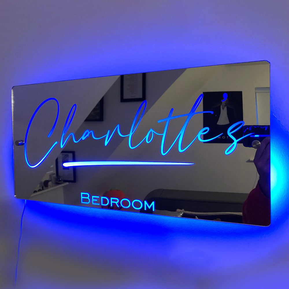Personalised Name Mirror Light Up Sign Mirror