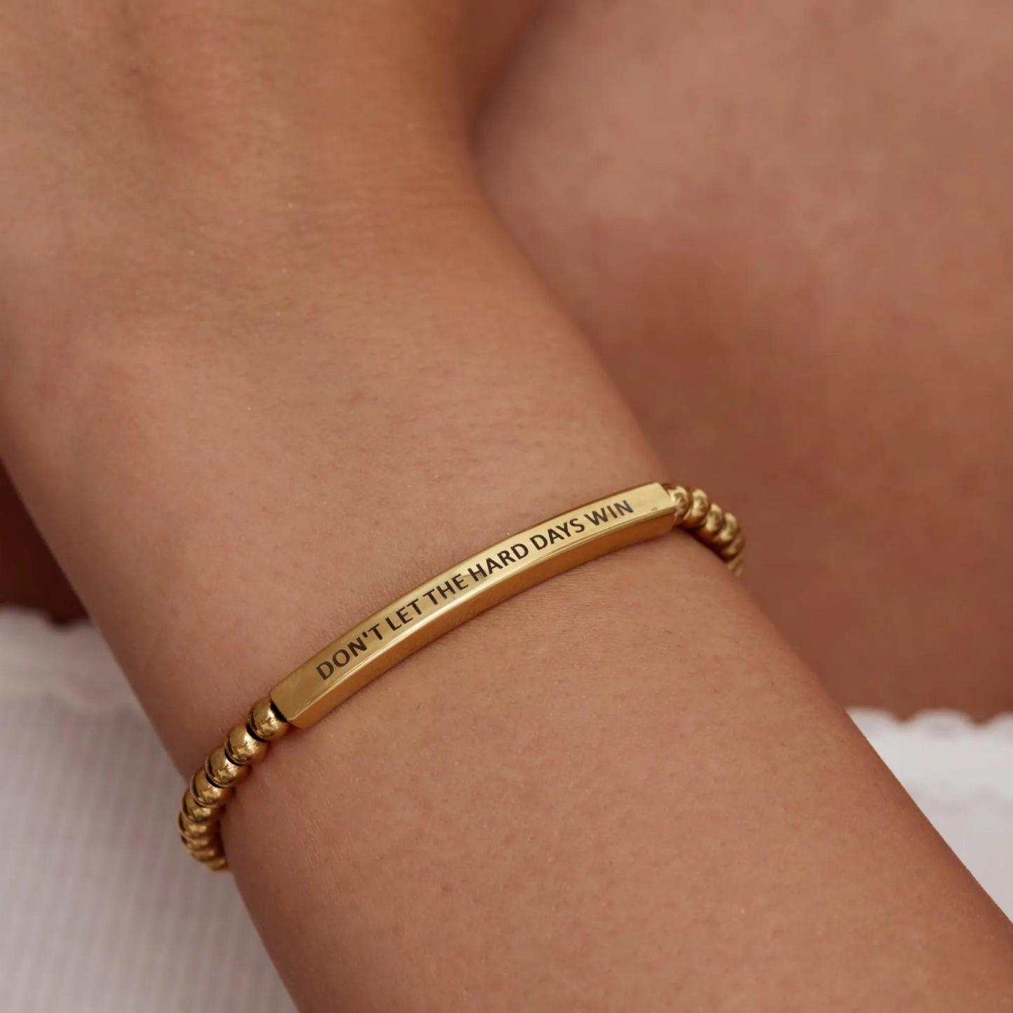 Personalized Engraved Message Beaded Bracelet Custom Motivational Bar Beaded Bracelet Daily Inspiration Gift for Her - NameNecklaceAU