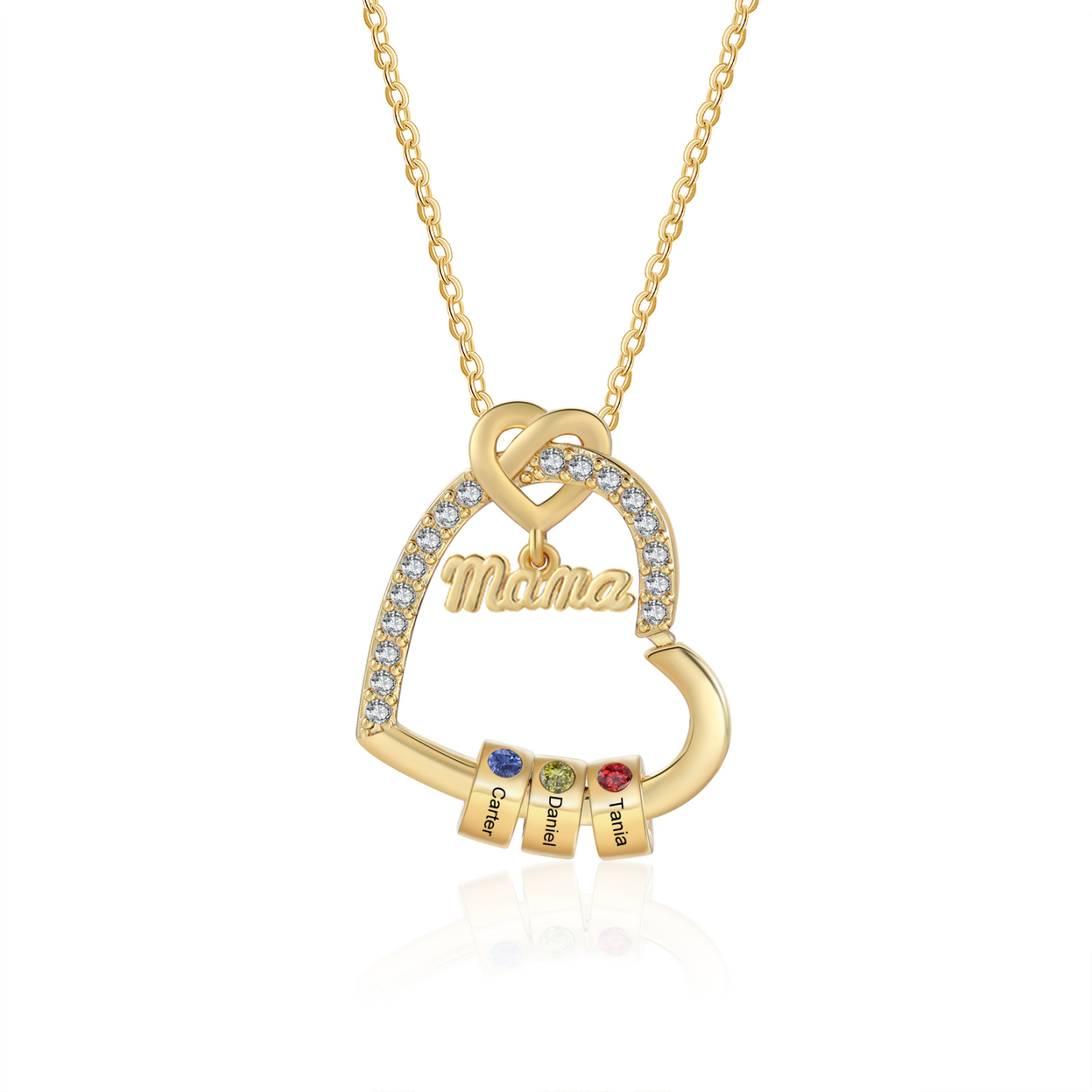 Custom Heart Necklace for Mom Personalized Mother's Heart Necklace Family Names & Birthstone Jewelry - NameNecklaceAU