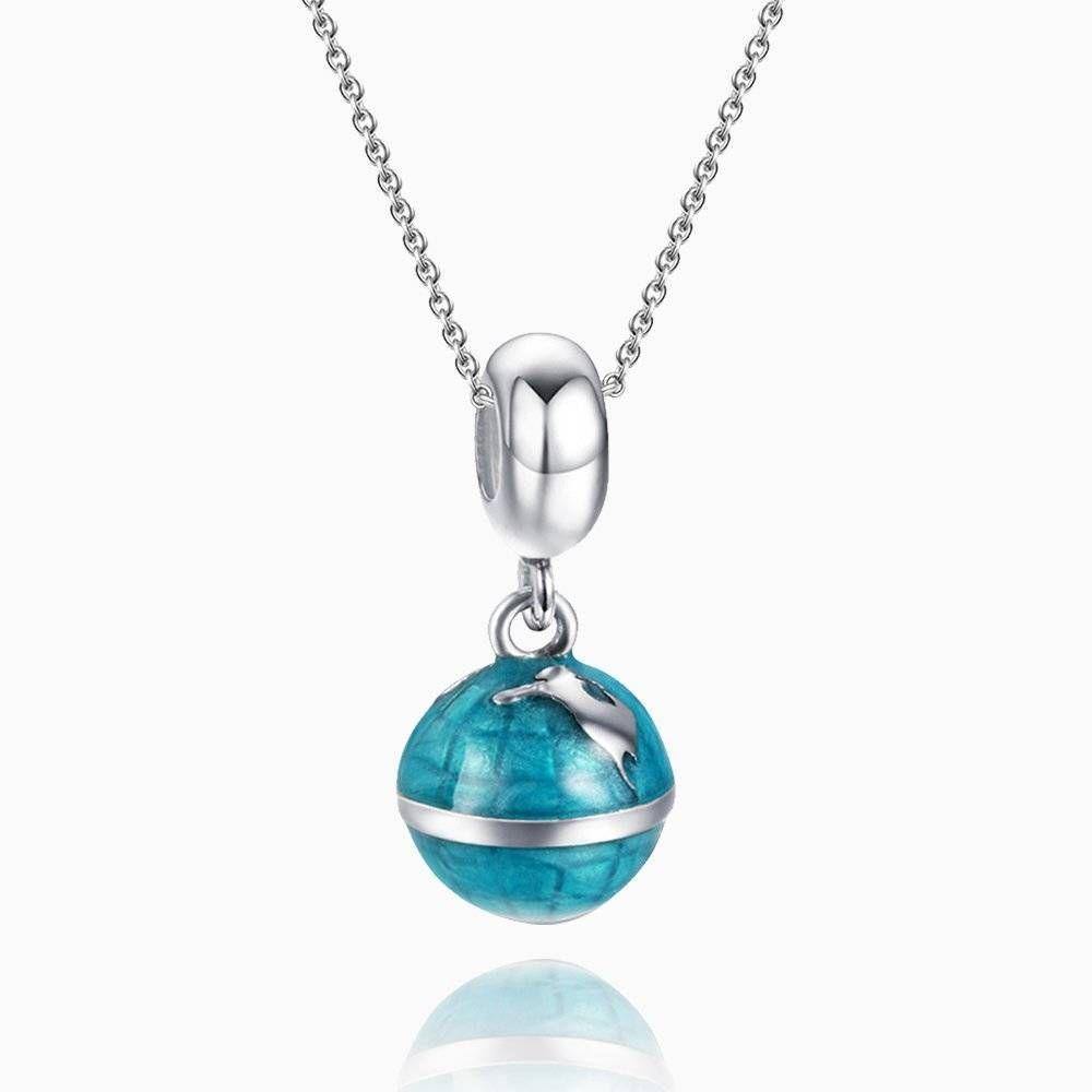 Blue Earth Necklace Dangle Silver - soufeelus