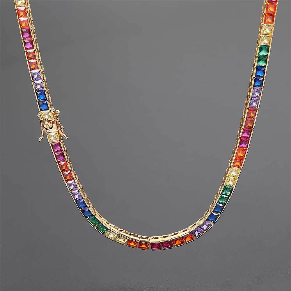 Multi-color Single Row Tennis Necklace - yournamenecklaceau