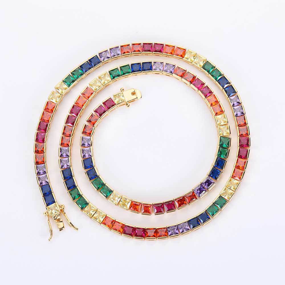Multi-color Single Row Tennis Necklace - yournamenecklaceau