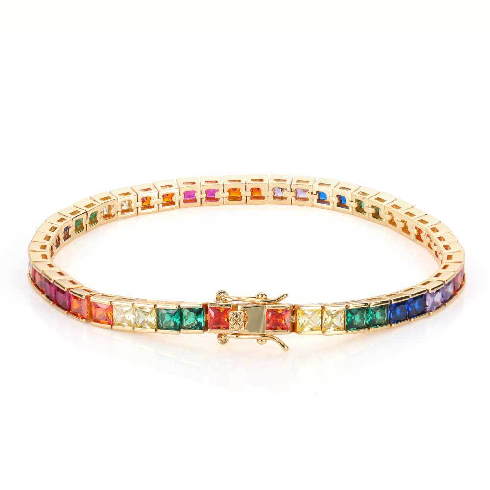 Colored Tennis Bracelet Square Zirconia Bracelet - yournamenecklaceau