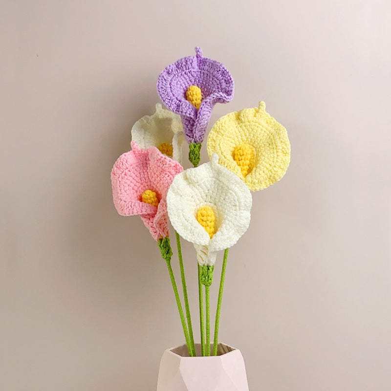 Calla Lily Crochet Flower Handmade Knitted Flower Gift for Lover - yournamenecklaceau
