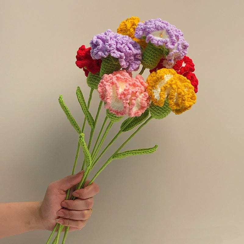Carnation Crochet Flower Handmade Knitted Flower Gift for Lover - yournamenecklaceau