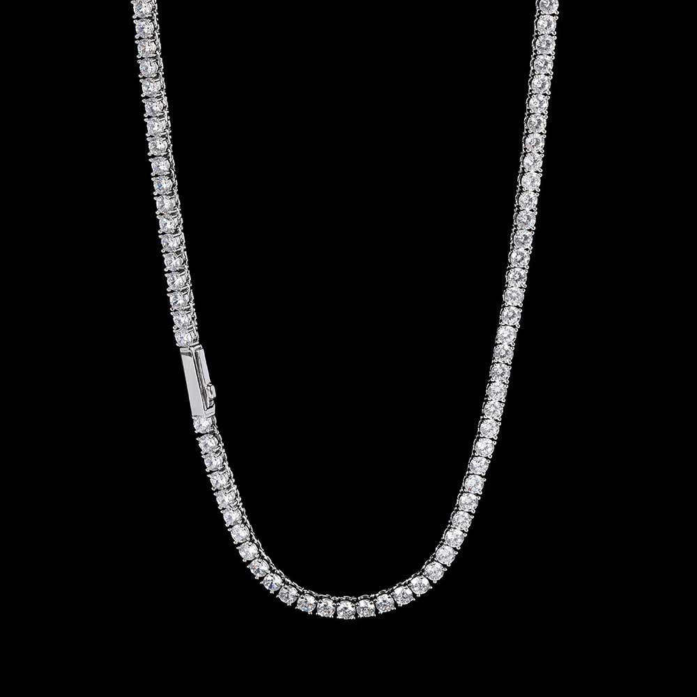 Spring Clasp White Gold Tennis Necklace Fashion Hip Hop Style - yournamenecklaceau