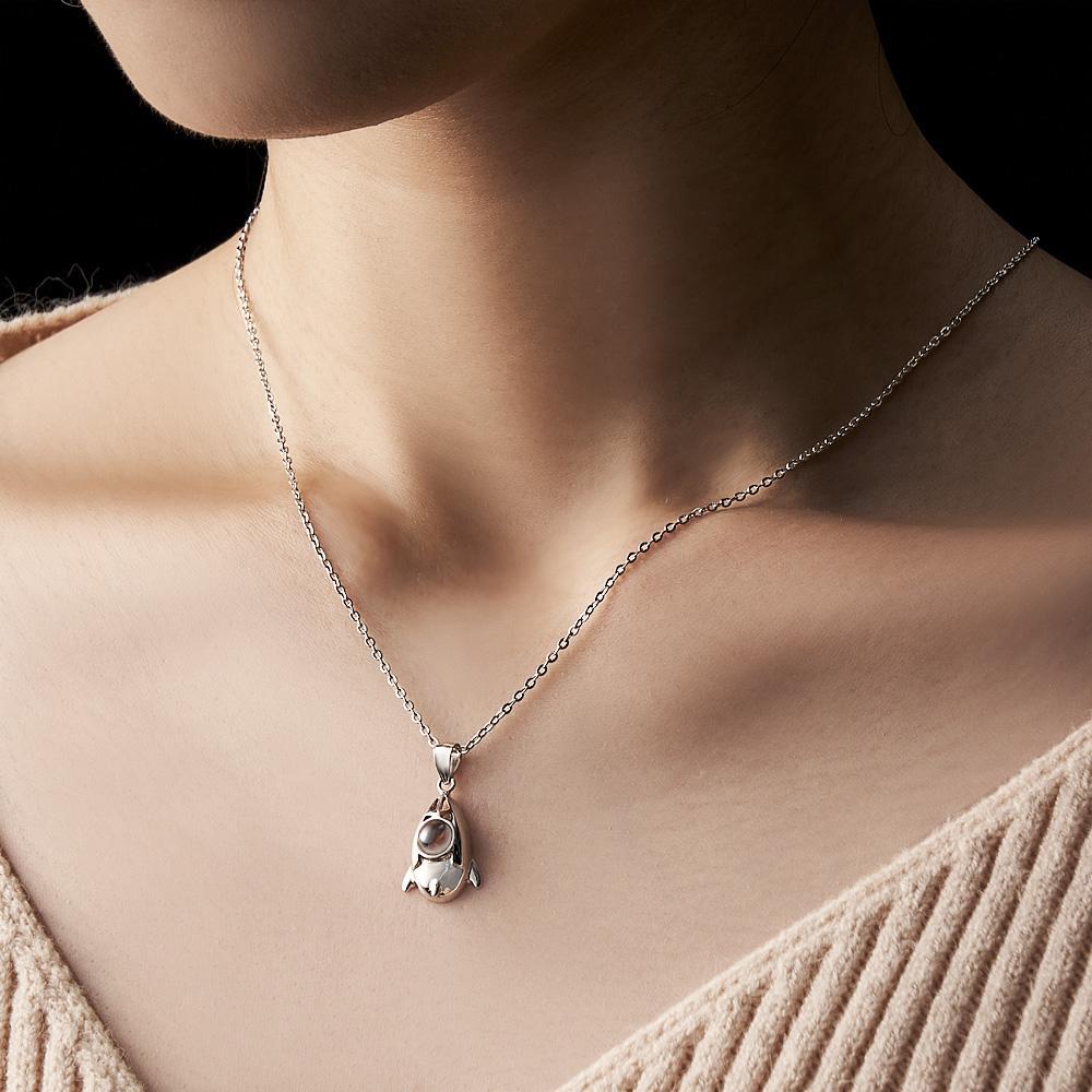 Custom Projection Photo Necklace Creative Rocket Anniversary Gifts - yournamenecklaceau