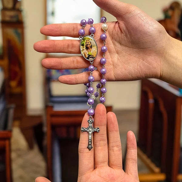 Custom Rosary Beads Cross Multi-Color Necklace Personalized Necklace with Photo Memorial Gift for Women - yournamenecklaceau