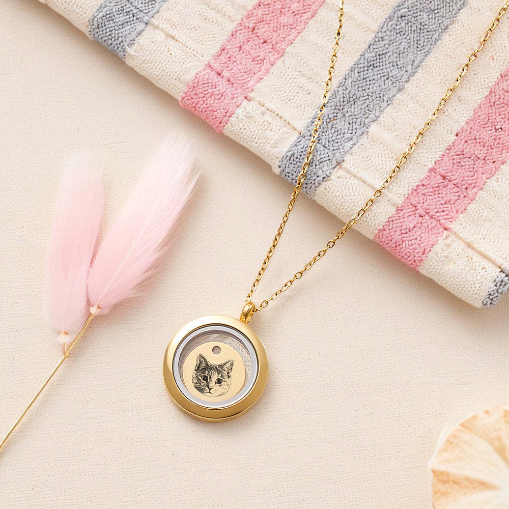 Custom Cat Hair Keepsake Pet Fur Can Open Locket Necklace Dog Hair Memorial Personalized Gifts For Her Pet Loss - yournamenecklaceau