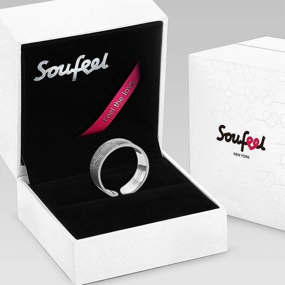 Engraved Ring Fingerprint Ring for Men's Unique Gifts Silver - yournamenecklaceus