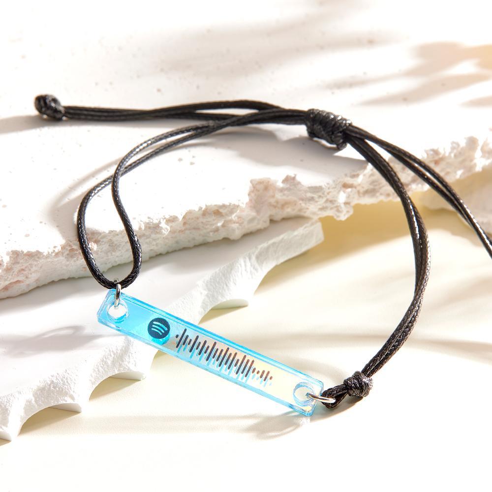 Scannable Spotify Code Transparent Gradient Color Bracelet Personalized Music Laser Colorful Acrylic Plaque Adjustable Bracelet Gift For Him - yournamenecklaceau