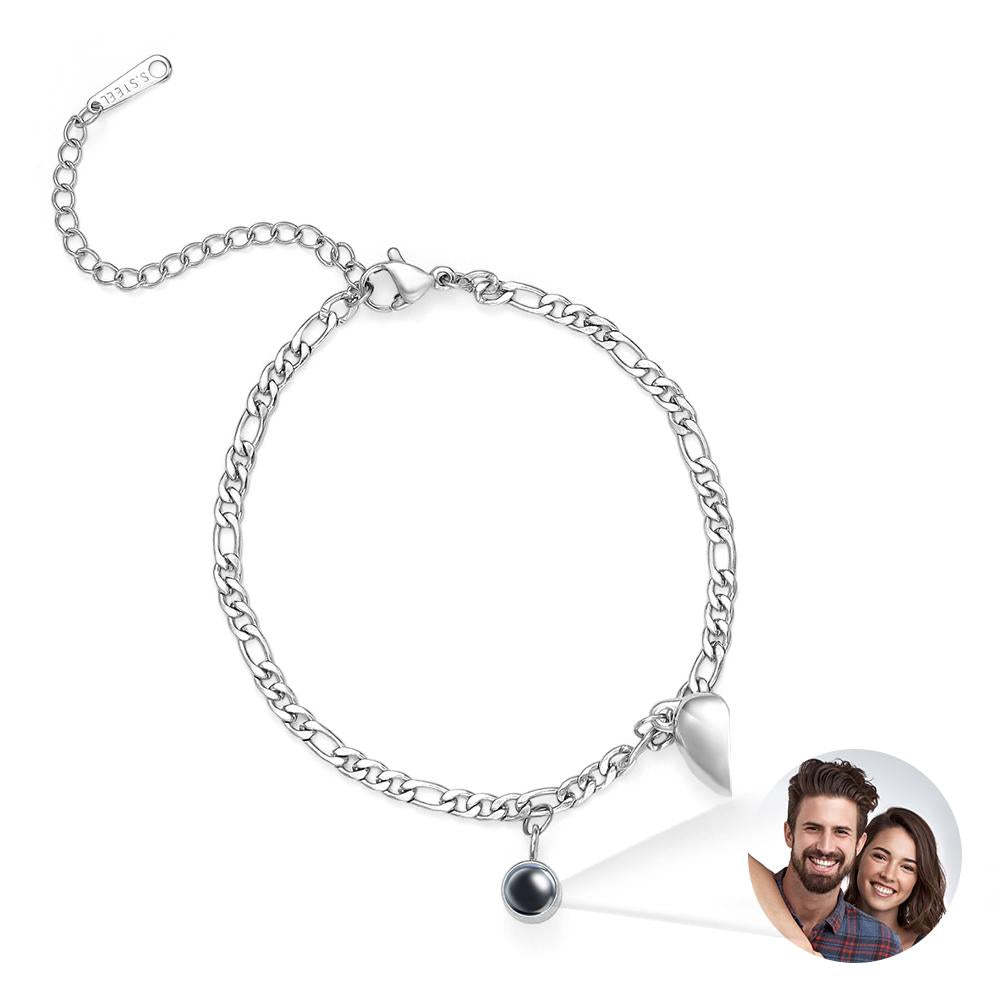 Custom Projection Bracelet Couple Magnetic Heart Gift for Couple - yournamenecklaceau