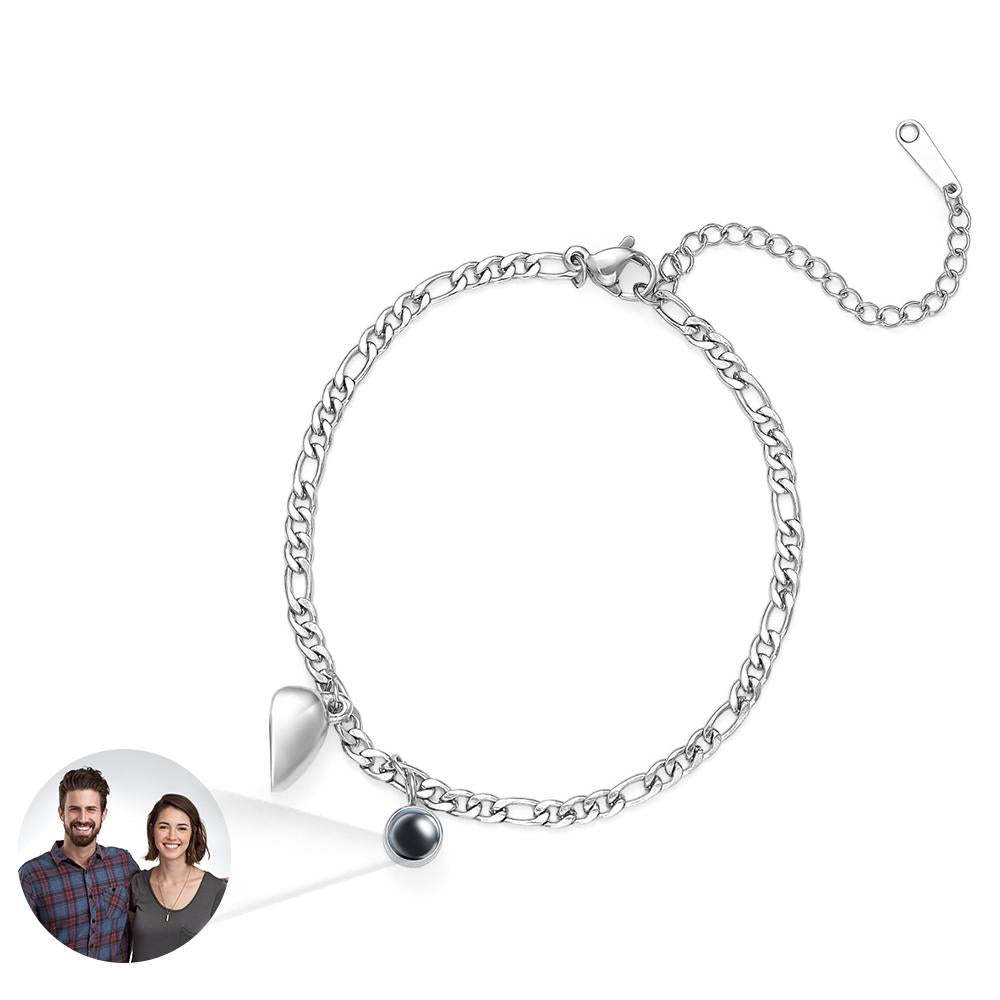 Custom Projection Bracelet Couple Magnetic Heart Gift for Couple - yournamenecklaceau