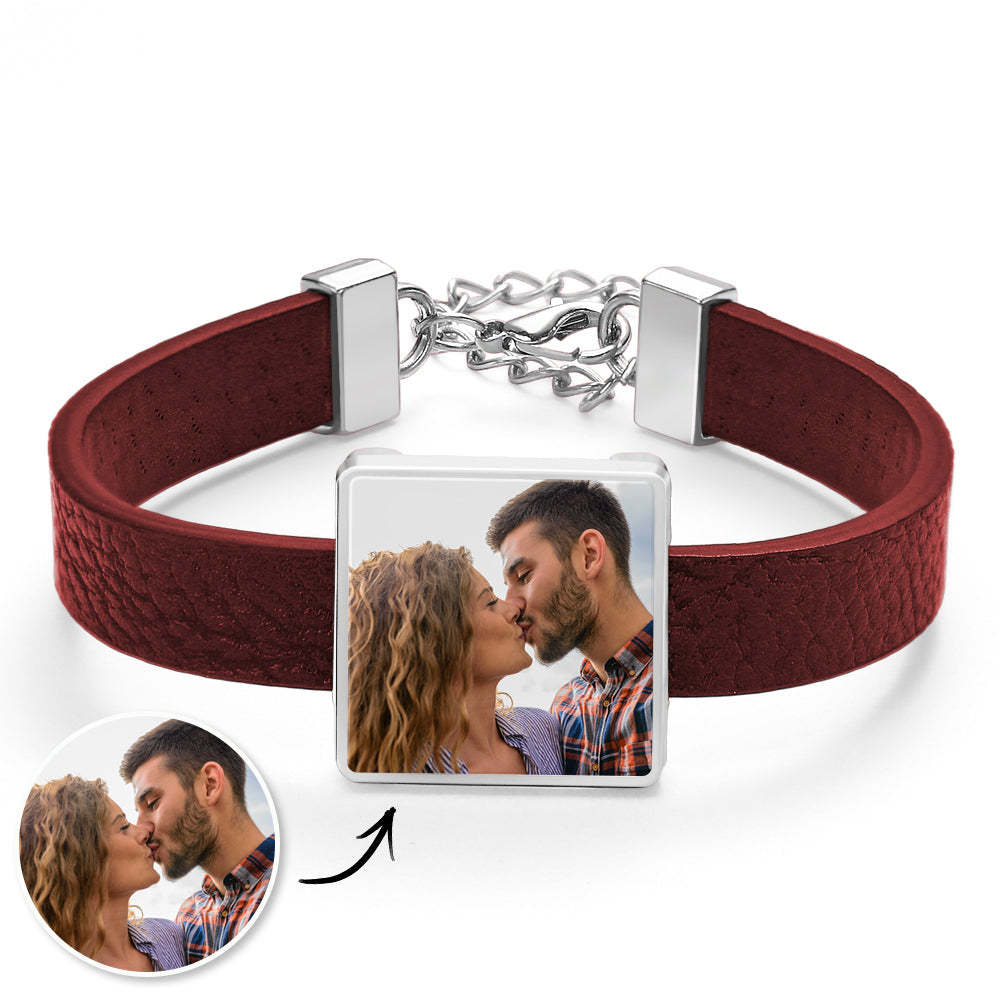 Personalized Photo Leather Bracelet Fashionable Bracelet Accessory For Men - yournamenecklaceau