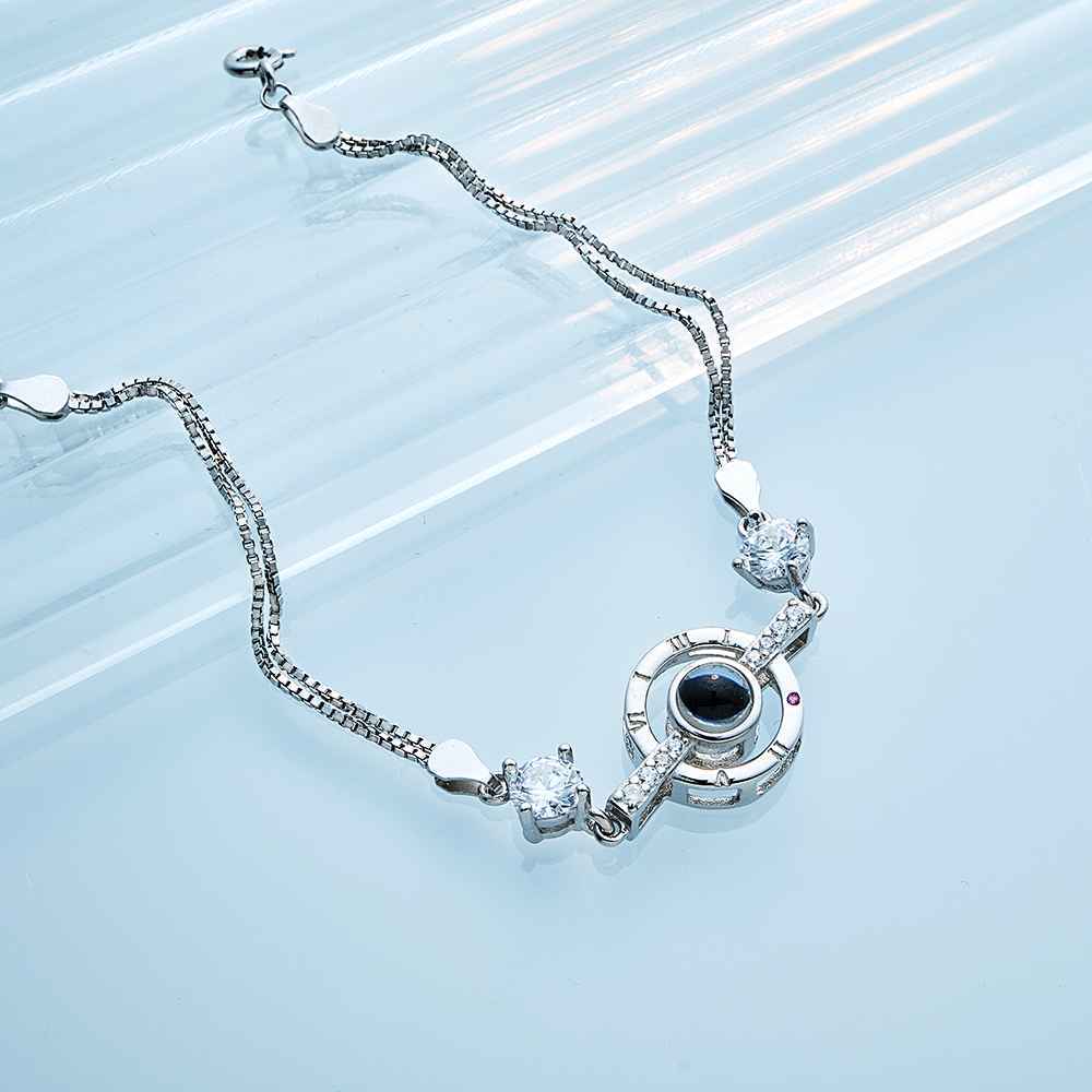 Personalized Photo Projection Bracelet Roman Numerals Elegant Bracelet For Her - yournamenecklaceau