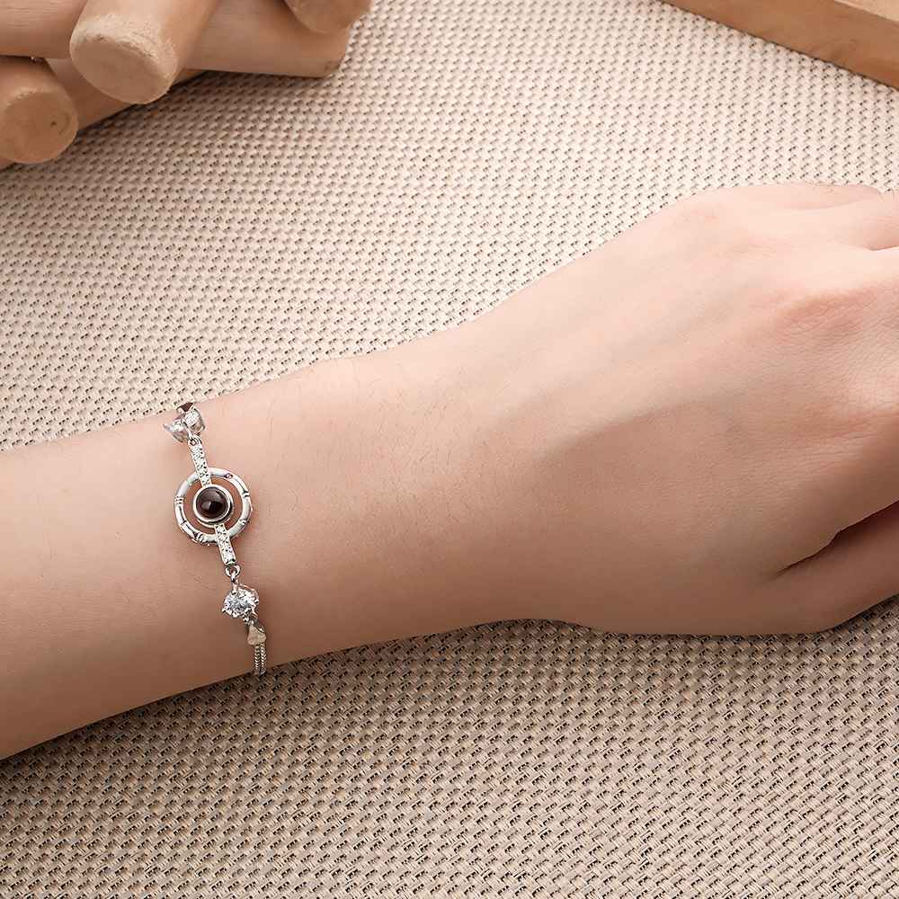 Personalized Photo Projection Bracelet Roman Numerals Elegant Bracelet For Her - yournamenecklaceau